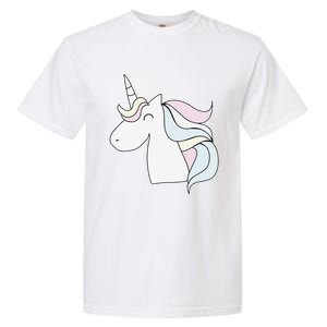 Cute Cartoon Unicorn Head Pastel Garment-Dyed Heavyweight T-Shirt