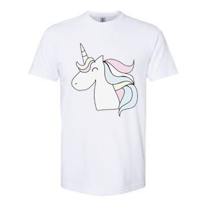 Cute Cartoon Unicorn Head Pastel Softstyle CVC T-Shirt