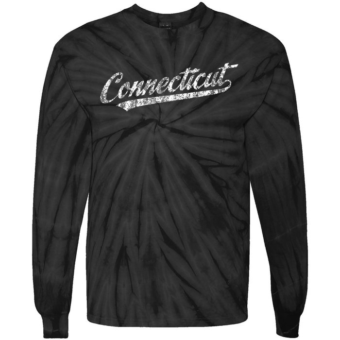 Connecticut Ct Vintage Sports Script Tie-Dye Long Sleeve Shirt