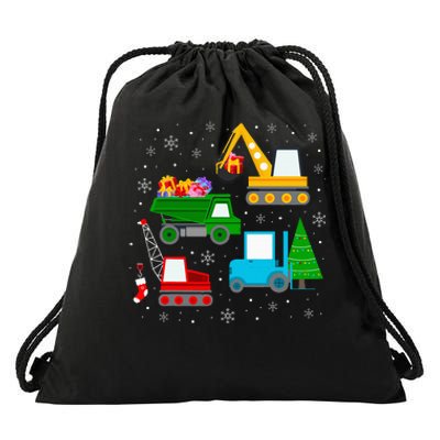 Christmas Construction Vehicles Xmas Drawstring Bag