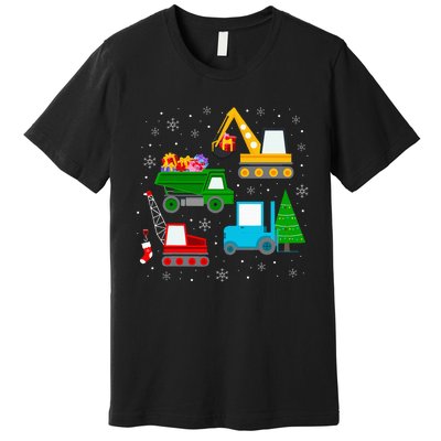 Christmas Construction Vehicles Xmas Premium T-Shirt