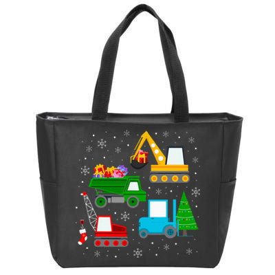 Christmas Construction Vehicles Xmas Zip Tote Bag