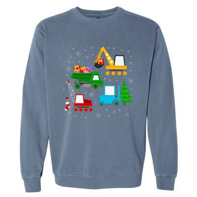 Christmas Construction Vehicles Xmas Garment-Dyed Sweatshirt