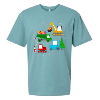 Christmas Construction Vehicles Xmas Sueded Cloud Jersey T-Shirt