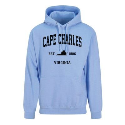 Cape Charles Virginia Va Vintage Athletic Sports Unisex Surf Hoodie