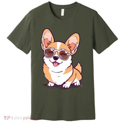 Cool Corgi Vibes – Cute Dog with Sunglasses Premium T-Shirt