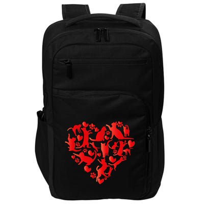 Cute Cat Valentines Day Cat Heart Happy MeowentineS Day Gift Impact Tech Backpack