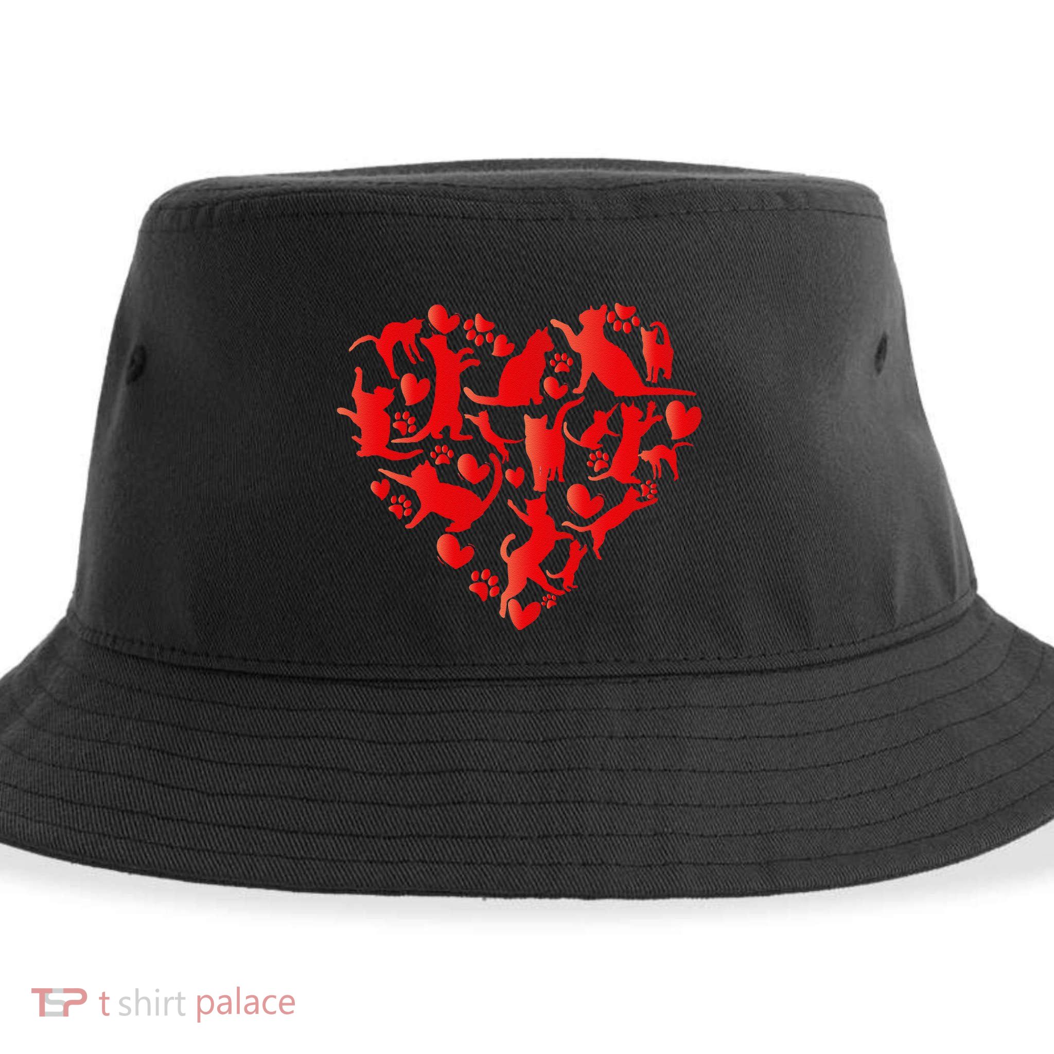 Cute Cat Valentines Day Cat Heart Happy MeowentineS Day Gift Sustainable Bucket Hat