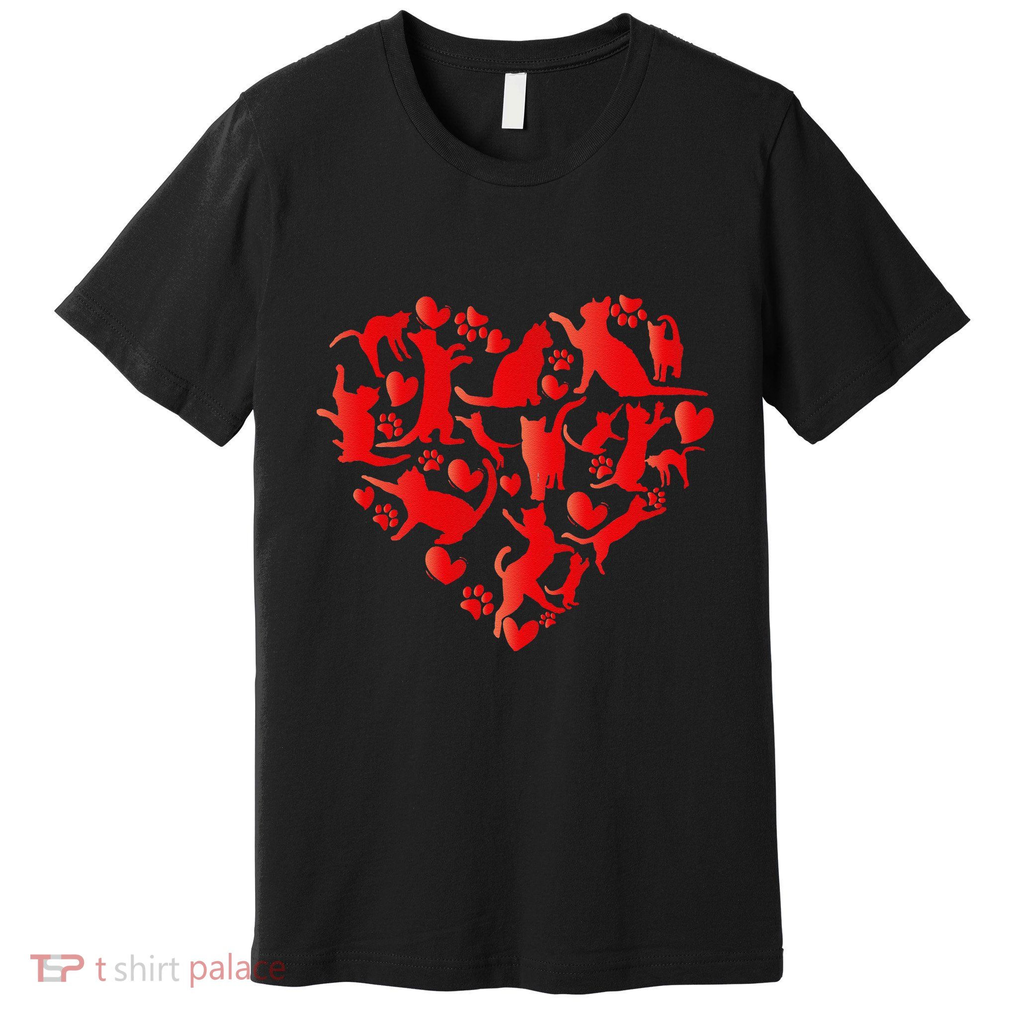 Cute Cat Valentines Day Cat Heart Happy MeowentineS Day Gift Premium T-Shirt