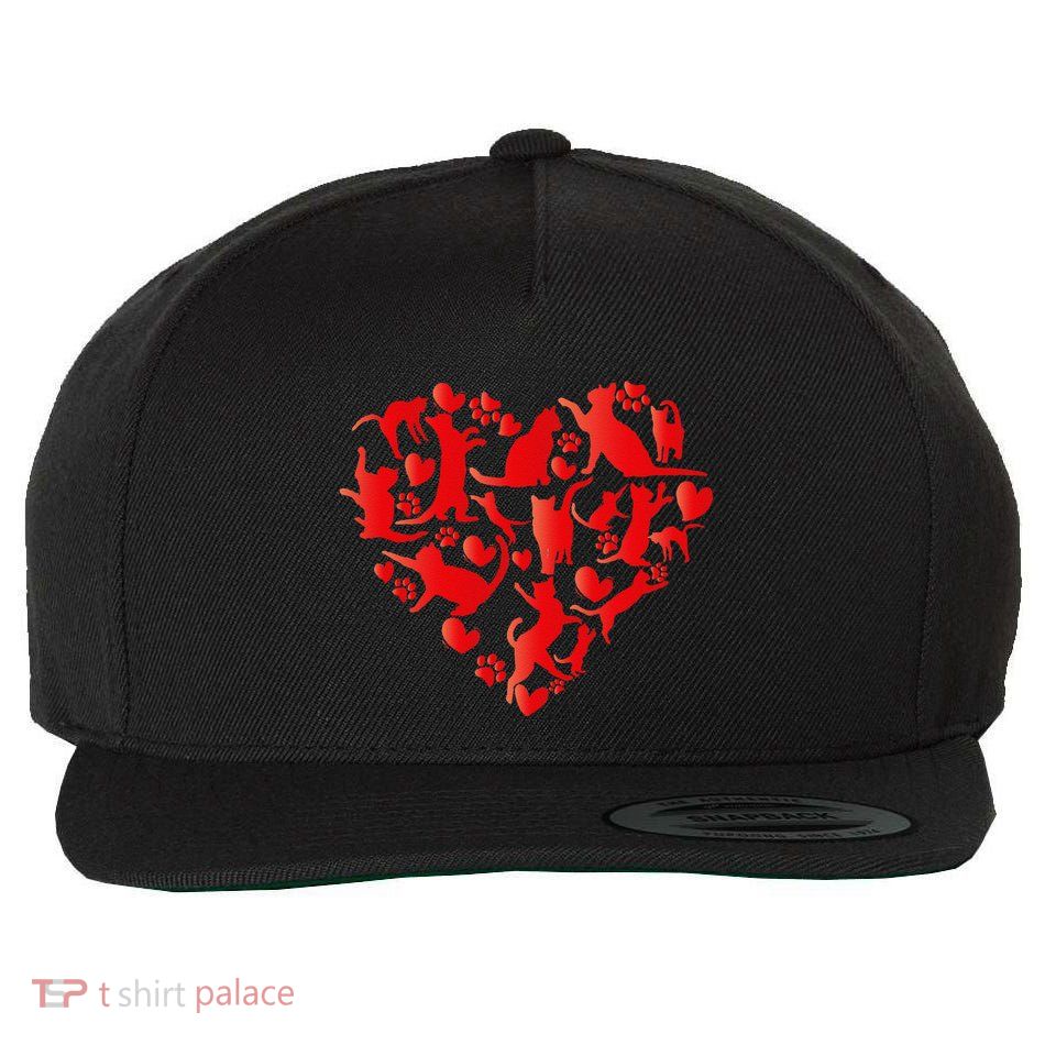 Cute Cat Valentines Day Cat Heart Happy MeowentineS Day Gift Wool Snapback Cap