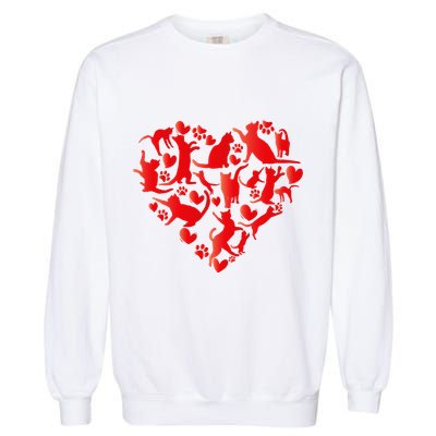 Cute Cat Valentines Day Cat Heart Happy MeowentineS Day Gift Garment-Dyed Sweatshirt