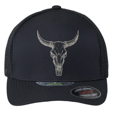 Cow Cow Vintage Western Cow Skull Graphic 1 Flexfit Unipanel Trucker Cap