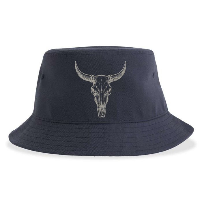 Cow Cow Vintage Western Cow Skull Graphic 1 Sustainable Bucket Hat