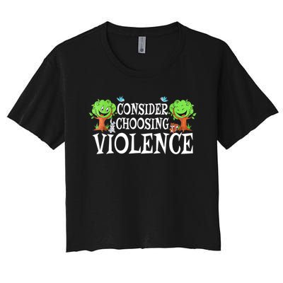 Consider Choosing Violence Cute Woodland Women's Crop Top Tee