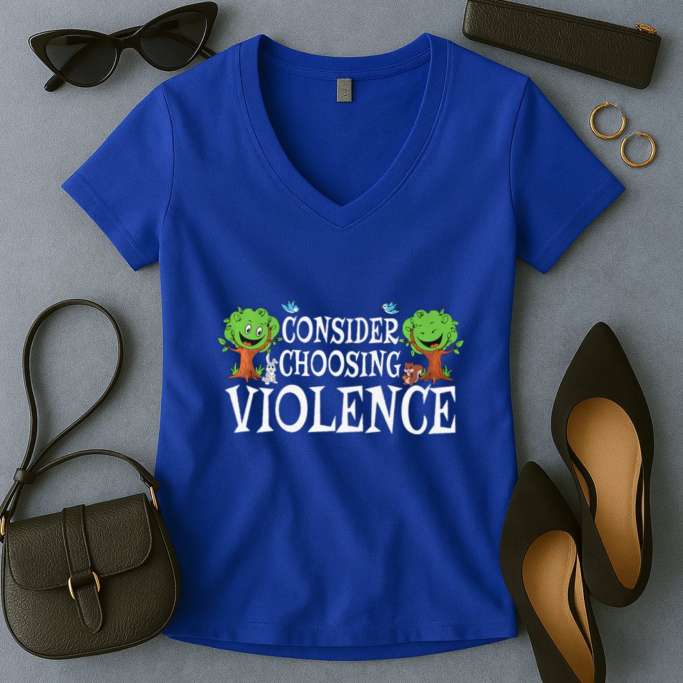 Consider Choosing Violence Funny Premium Women's V-Neck T-Shirt