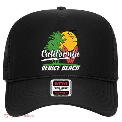 California City Venice Beach Surfing High Crown Mesh Back Trucker Hat