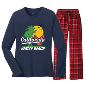 California City Venice Beach Surfing Women's Long Sleeve Flannel Pajama Set 