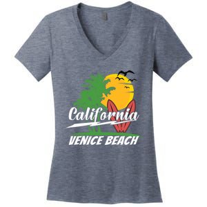 California City Venice Beach Surfing Women's V-Neck T-Shirt