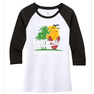 California City Venice Beach Surfing Women's Tri-Blend 3/4-Sleeve Raglan Shirt