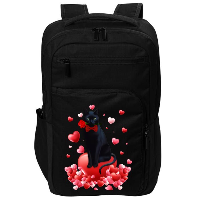 Cute Cat Valentine Hearts Happy ValentineS Day Impact Tech Backpack