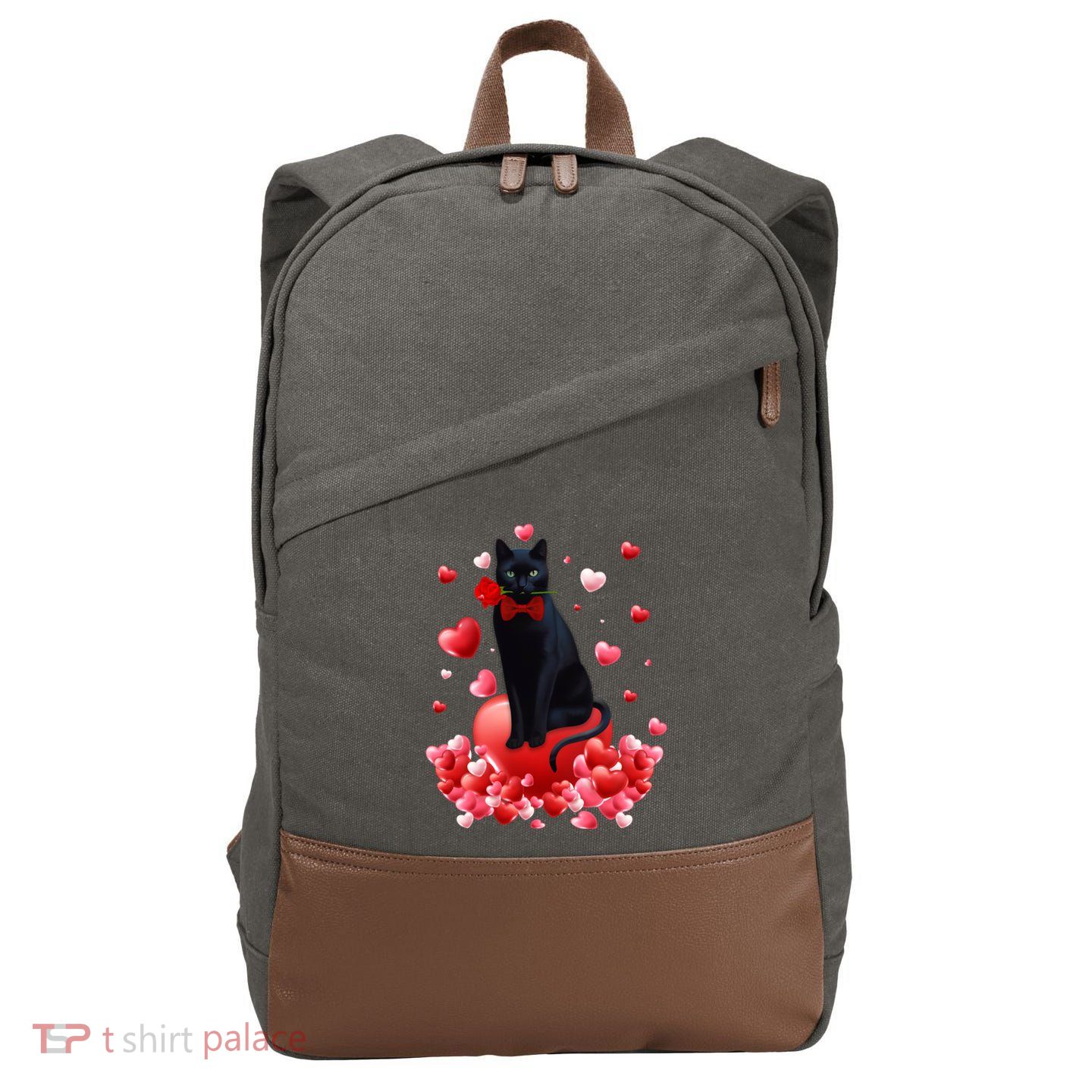 Cute Cat Valentine Hearts Happy ValentineS Day Cotton Canvas Backpack