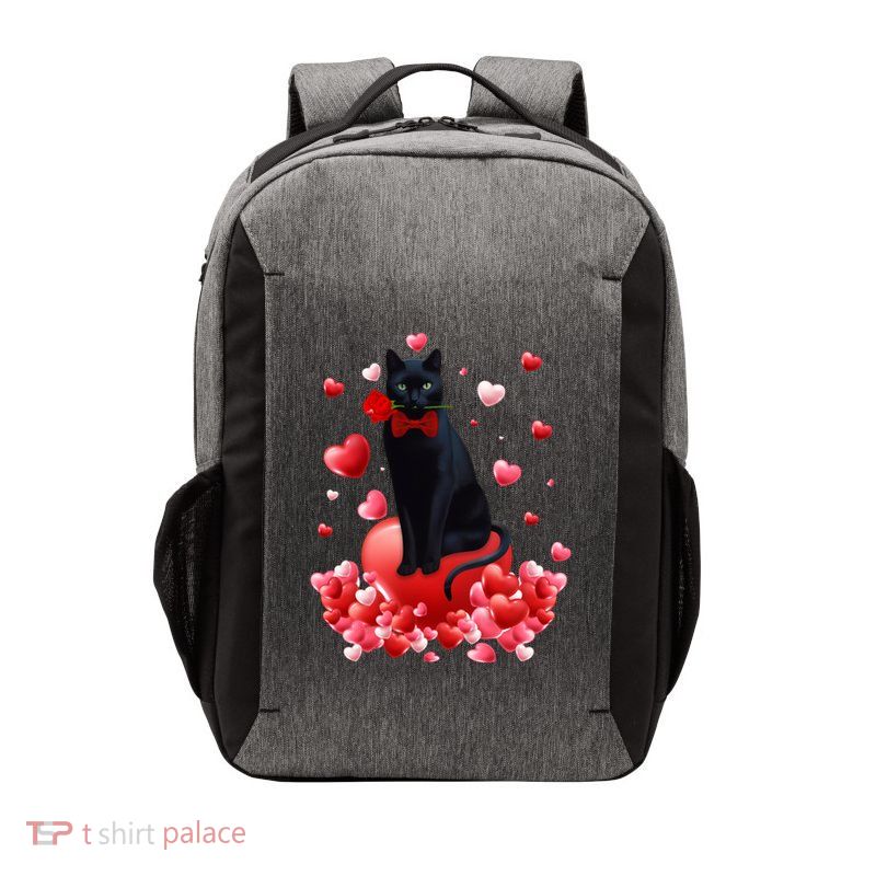 Cute Cat Valentine Hearts Happy ValentineS Day Vector Backpack