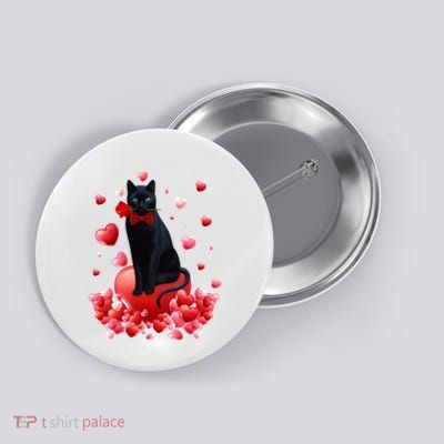 Cute Cat Valentine Hearts Happy ValentineS Day Button