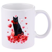 Cute Cat Valentine Hearts Happy ValentineS Day 11oz C Handle Ceramic Mug