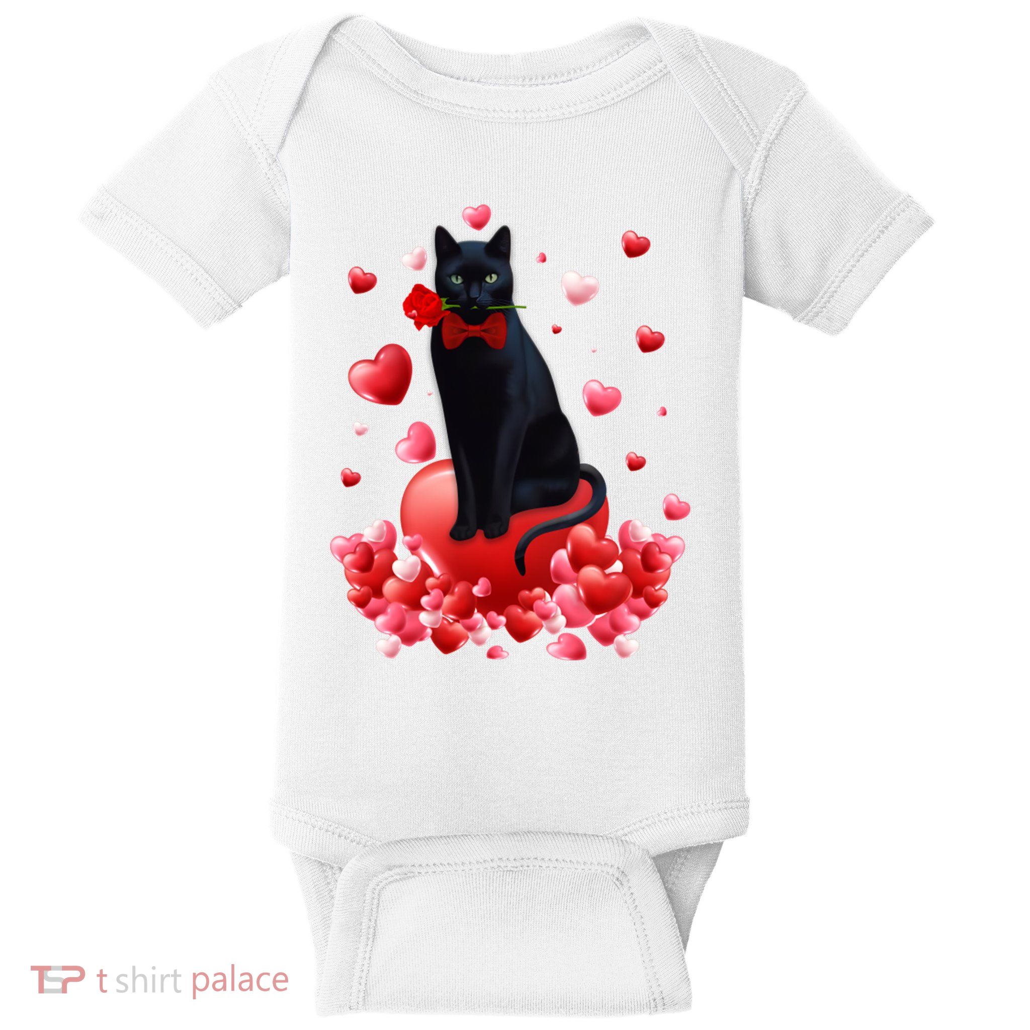 Cute Cat Valentine Hearts Happy ValentineS Day Baby Bodysuit