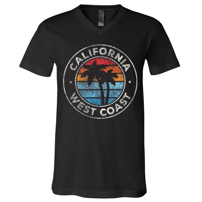 California CA Vintage Graphic Retro 70s V-Neck T-Shirt