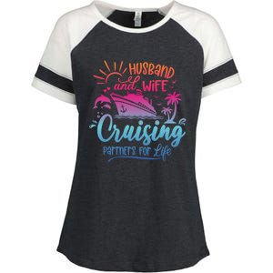 Cruising Cruise Vacation Husband Wife Couple Enza Ladies Jersey Colorblock Tee