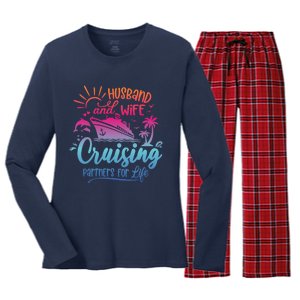 Cruising Cruise Vacation Husband Wife Couple Women's Long Sleeve Flannel Pajama Set 