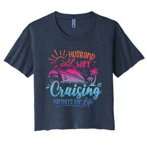 Cruising Cruise Vacation Husband Wife Couple Women's Crop Top Tee