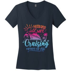 Cruising Cruise Vacation Husband Wife Couple Women's V-Neck T-Shirt