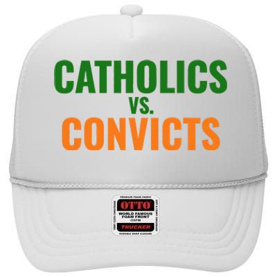 Classic Catholics Vs Convicts 1988 High Crown Mesh Back Trucker Hat