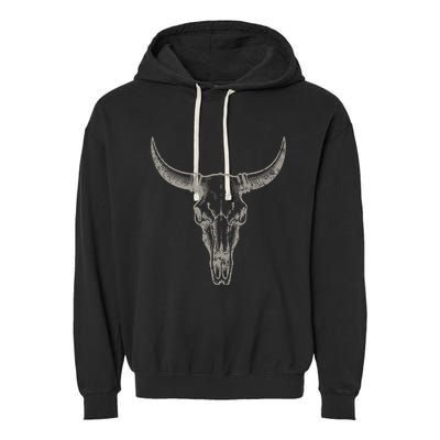 Cowgirl Cowboy Vintage Western Cow Skull Graphic Garment-Dyed Fleece Hoodie