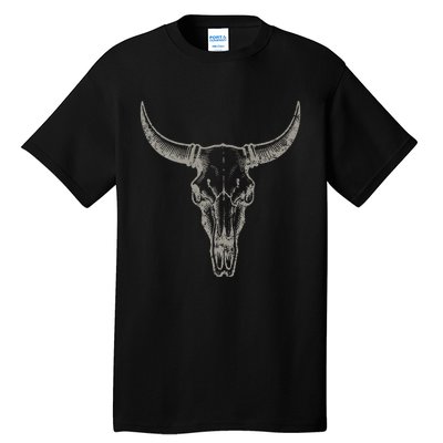 Cowgirl Cowboy Vintage Western Cow Skull Graphic Tall T-Shirt