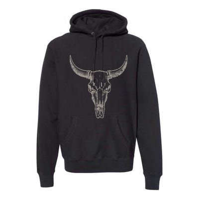 Cowgirl Cowboy Vintage Western Cow Skull Graphic Premium Hoodie