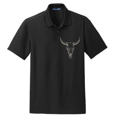 Cowgirl Cowboy Vintage Western Cow Skull Graphic Dry Zone Grid Polo