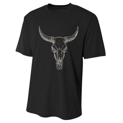 Cowgirl Cowboy Vintage Western Cow Skull Graphic Performance Sprint T-Shirt