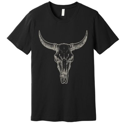 Cowgirl Cowboy Vintage Western Cow Skull Graphic Premium T-Shirt