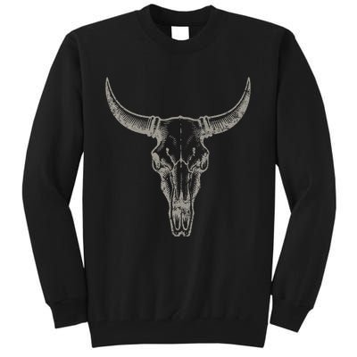 Cowgirl Cowboy Vintage Western Cow Skull Graphic Tall Sweatshirt