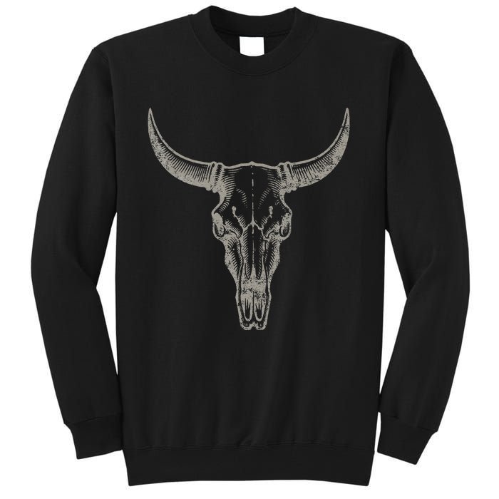 Cowgirl Cowboy Vintage Western Cow Skull Graphic Tall Sweatshirt