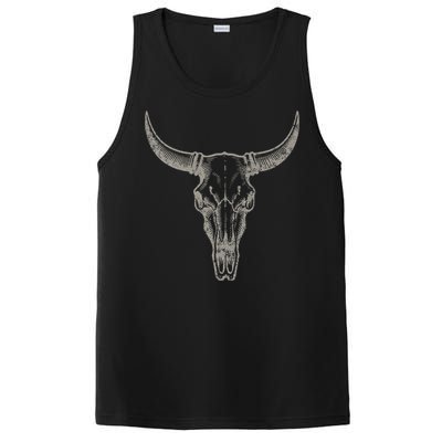 Cowgirl Cowboy Vintage Western Cow Skull Graphic PosiCharge Competitor Tank