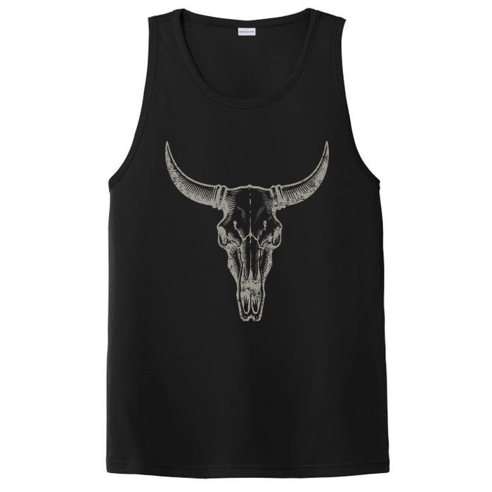 Cowgirl Cowboy Vintage Western Cow Skull Graphic PosiCharge Competitor Tank