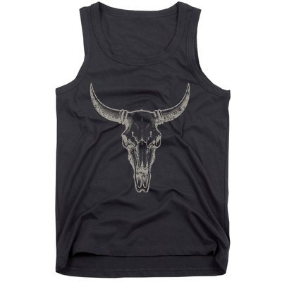 Cowgirl Cowboy Vintage Western Cow Skull Graphic Tank Top