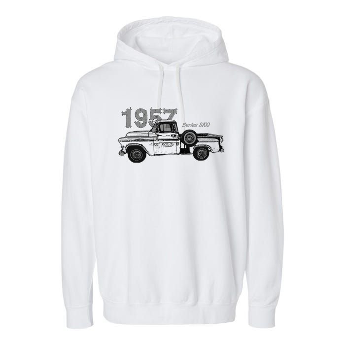 Classic Car Vintage Trucks 1957 Pick Up Truck Series 3100 Garment-Dyed Fleece Hoodie