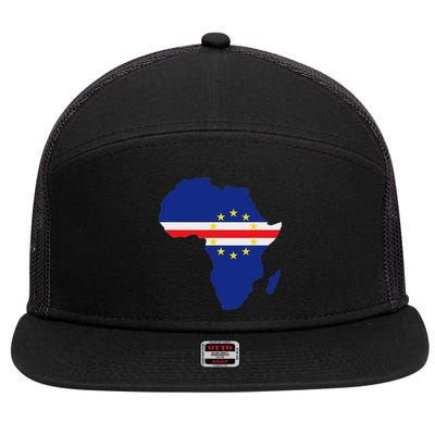 Cape Cabo Verde Verdean Flag Pride Africa Map 7 Panel Mesh Trucker Snapback Hat