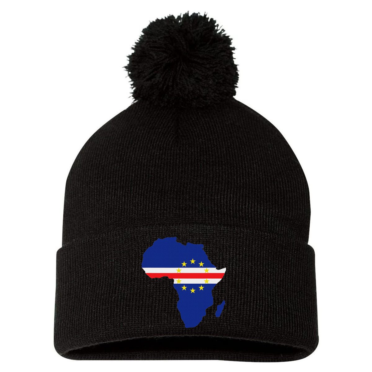 Cape Cabo Verde Verdean Flag Pride Africa Map Pom Pom 12in Knit Beanie