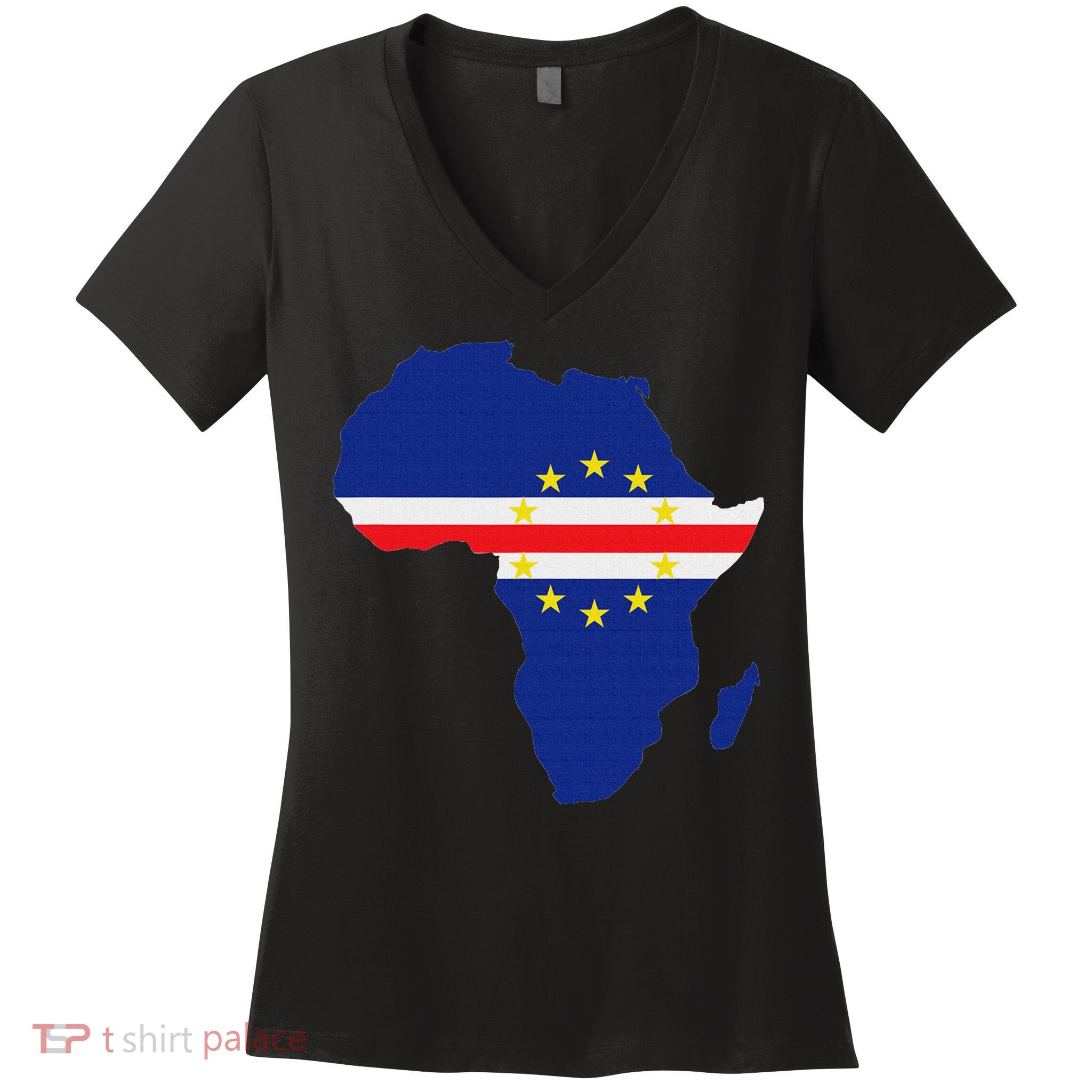 Cape Cabo Verde Verdean Flag Pride Africa Map Women's V-Neck T-Shirt